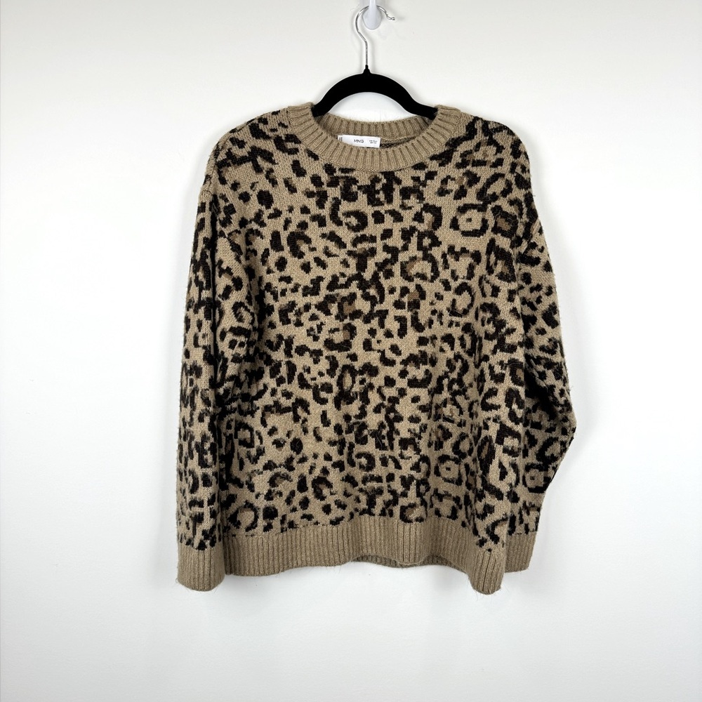 Mango Leopard Print Sweater With Contrasting Trims Size S - Picture 4 of 6